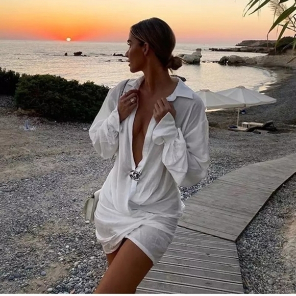 Draped Sexy Mini Shirt Wrap Ruched Mini Dress - Picture 3 of 6